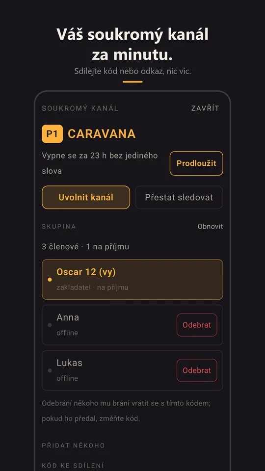 Soukromý kanál Caravana a jeho skupina