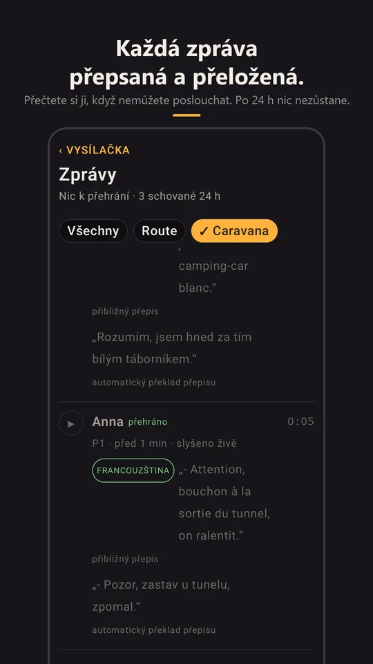 Zprávy z karavany, přepsané a přeložené