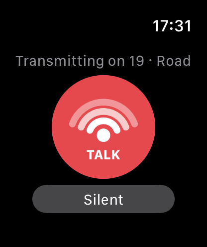 Apple Watch lähettää kanavalla 19, punainen painike