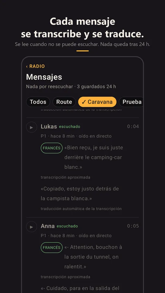 Los mensajes de la caravana, transcritos y traducidos