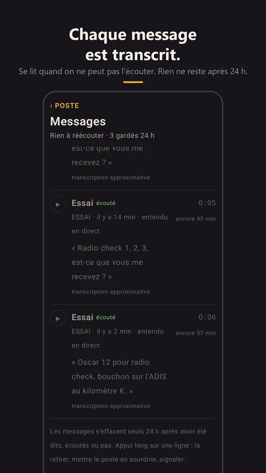 Les messages transcrits, dont un différé