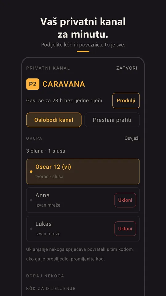 Privatni kanal Caravana sa svojom grupom