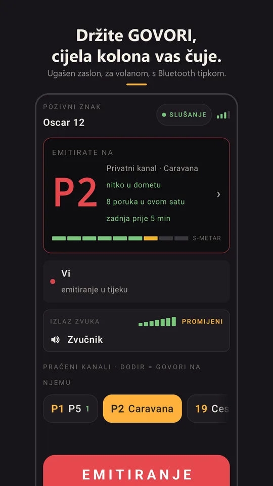 Odašiljanje na privatnom kanalu Caravana