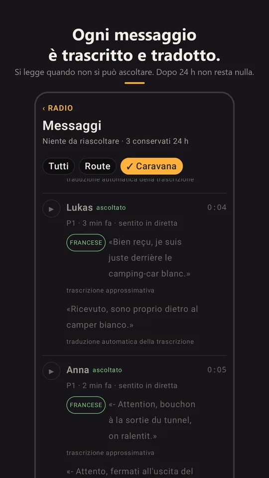 I messaggi della carovana, trascritti e tradotti