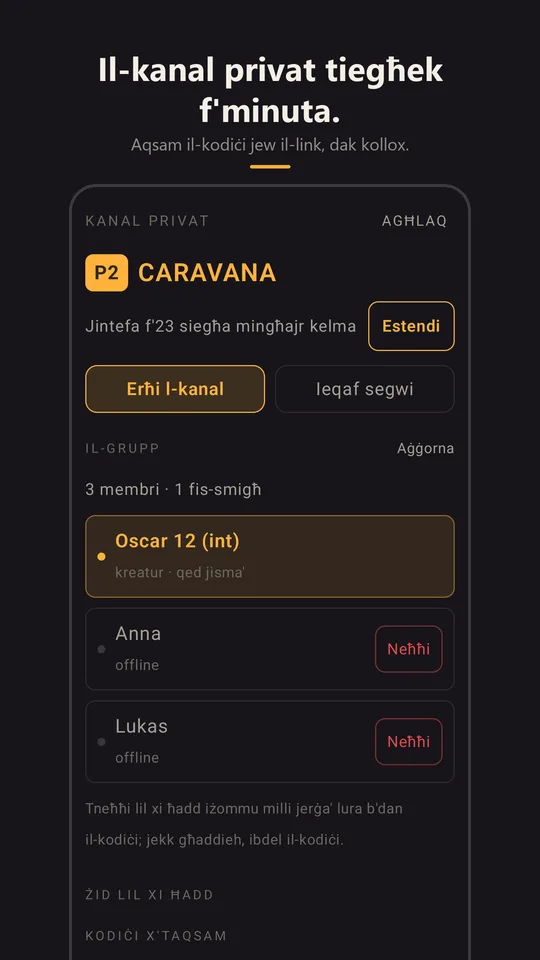 Il-kanal privat Caravana mal-grupp tiegħu