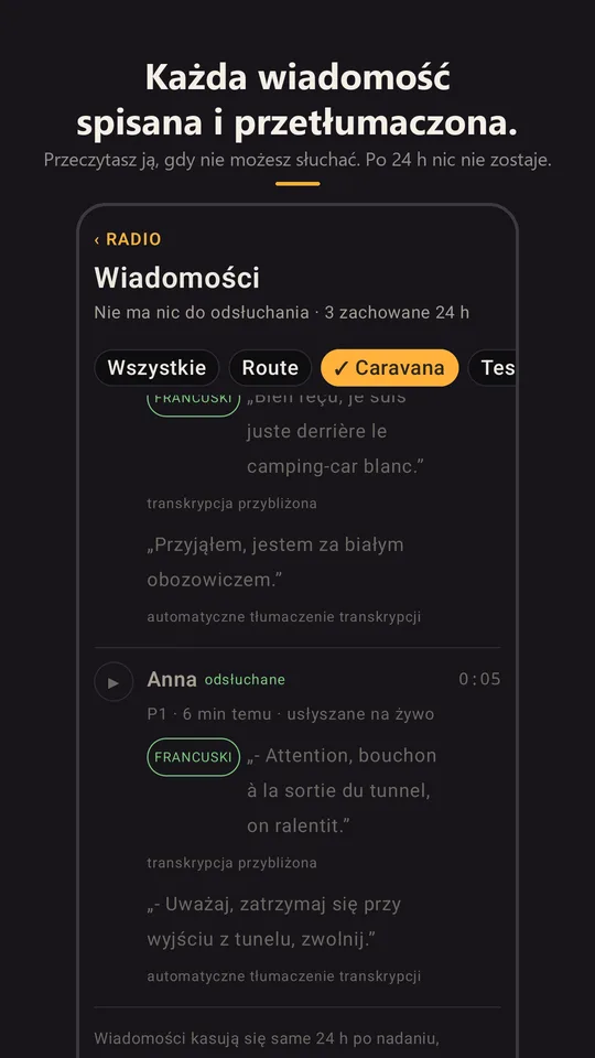 Wiadomości z karawany, z transkrypcją i tłumaczeniem