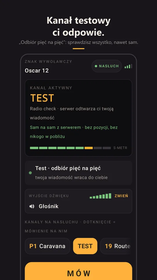 Radio check, który odpowiada: odbiór głośny i wyraźny