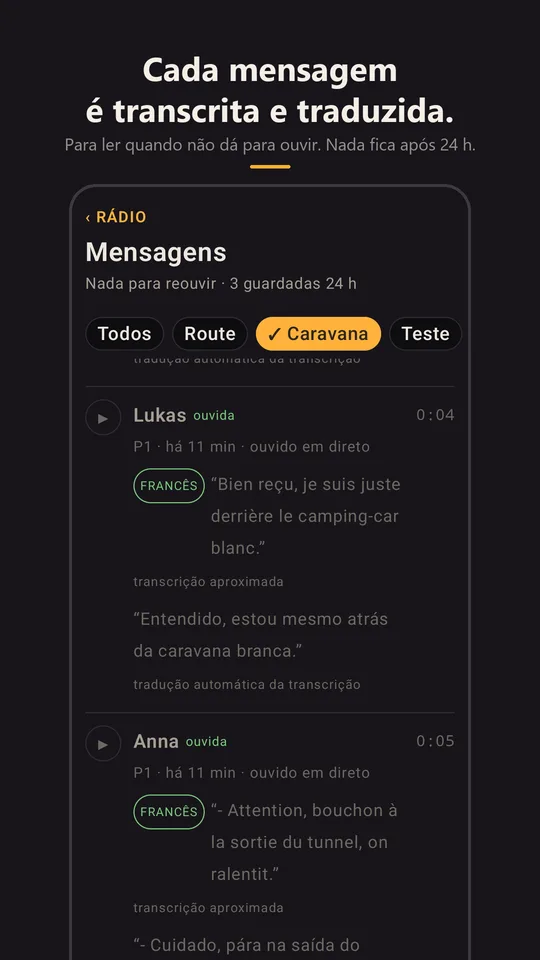 As mensagens do comboio, transcritas e traduzidas