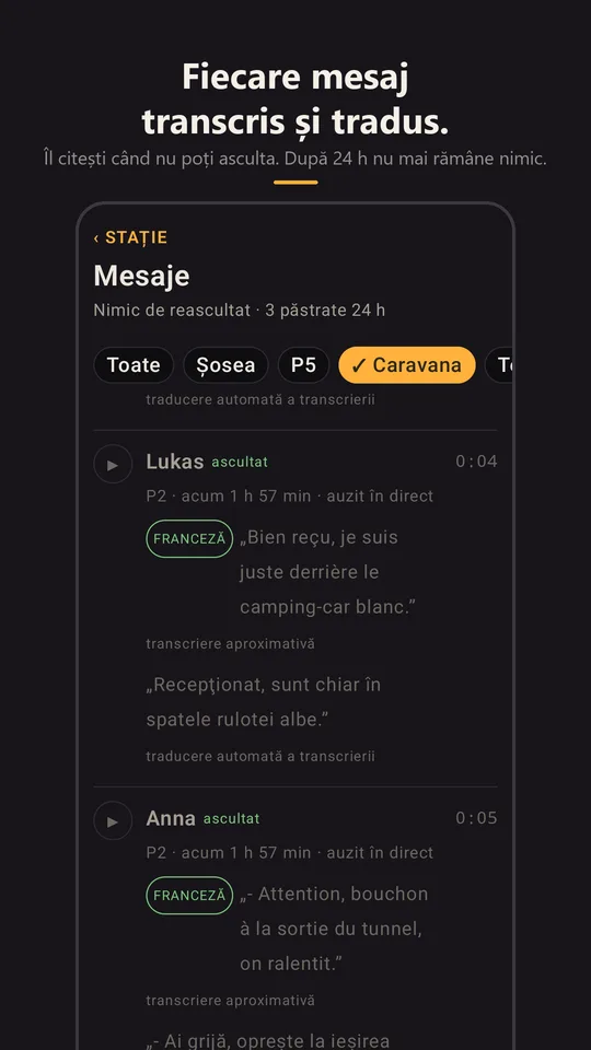 Mesajele caravanei, transcrise și traduse