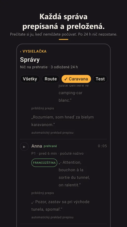 Správy z karavány, prepísané a preložené