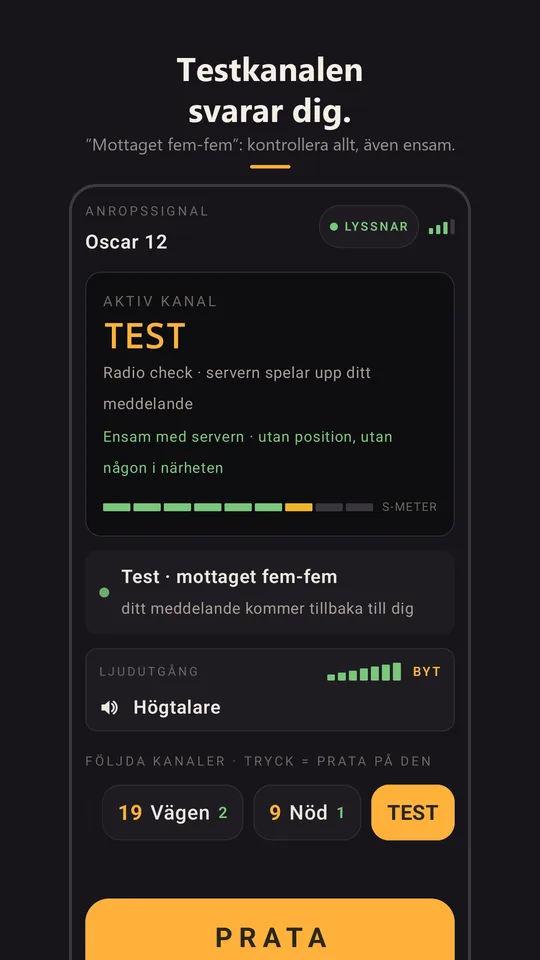 Radio check som svarar mottaget högt och tydligt